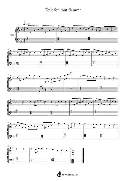 Tout feu tout flamme Sheet Music by Merigniespiano-Arr.Fredbey Beerwar