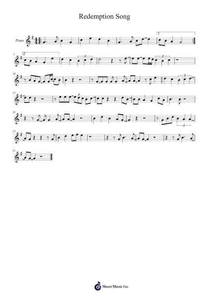 Redemption Song Sheet Music by Bob Marley-Arr.Elroyley Alsce
