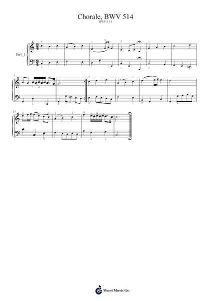 Chorale, BWV 514 Sheet Music by Johann Sebastian Bach-Arr.Yvonmuel
