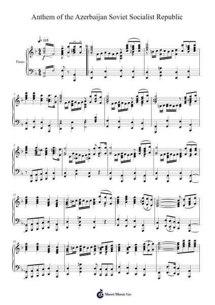 Anthem of the Azerbaijan Soviet Socialist Republic Sheet Music by Үзејир Һаҹыбəјов-Arr.Joeswift Mcyves