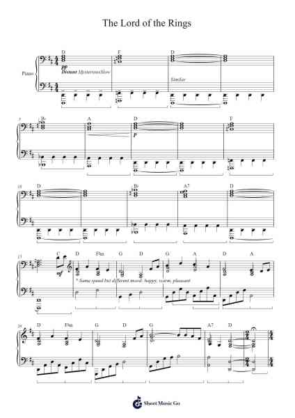The Lord of the Rings Sheet Music by Howard Shore-Arr.Galchard