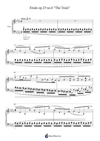 Etude Op. 25 No. 6 in G-sharp Minor "The Train" for the Left Hand 樂譜由 F. Chopin - 編曲 Saxrob Lindhume