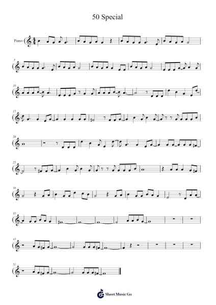 50 Special Sheet Music by Lùnapop-Arr.Yvonmand