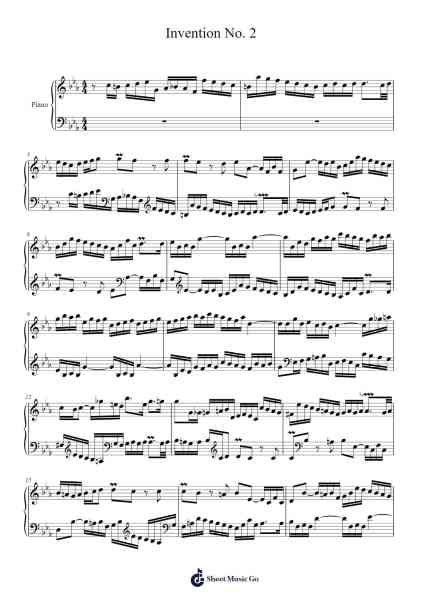 Invention No. 2 Sheet Music by Johann Sebastian Bach-Arr.Sweetxe Goldthune