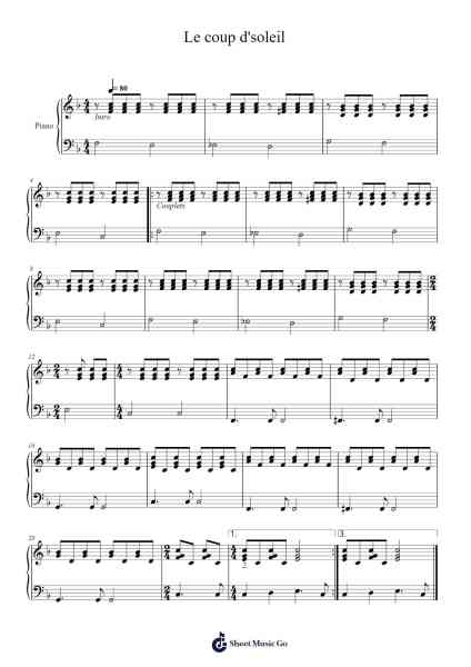 Le coup d'soleil Sheet Music by Richard Cocciante-Arr.Tessice Irvan