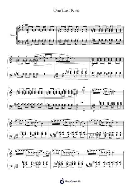 One Last Kiss Sheet Music by 宇多田ヒカル-Arr.Deving