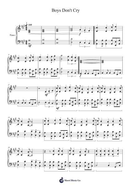 Boys Don't Cry Sheet Music by The Cure-Arr.Jaboyle Erve