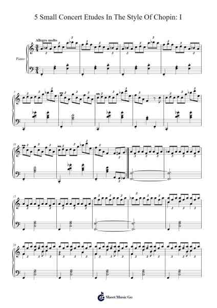 5 Small Concert Etudes In The Style Of Chopin: I Sheet Music by alessiokoopa8-Arr.Bunharine Coftroy