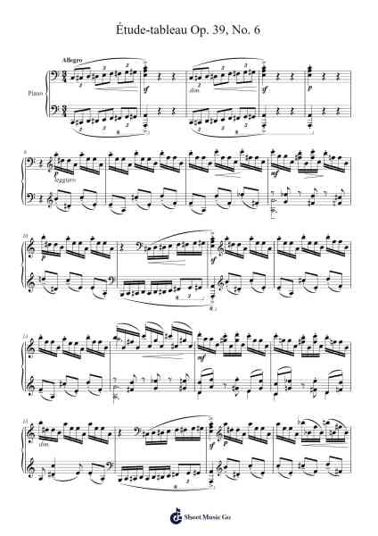 Étude-tableau in A Minor, Op. 39, No. 6 Sheet Music by Sergei Rachmaninoff-Arr.Earlram