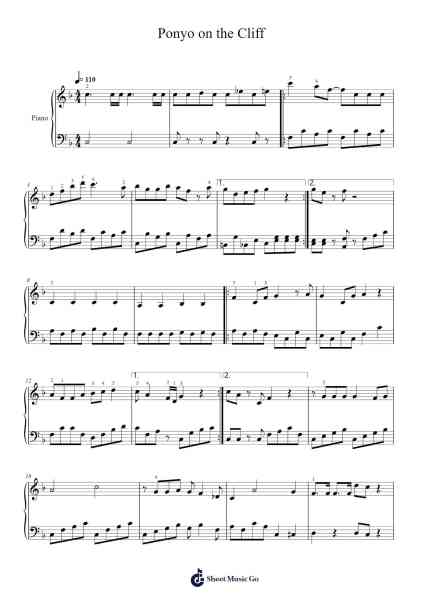 Ponyo on the Cliff by the Sea Sheet Music by Joe Hisaishi-Arr.Latbel Conler
