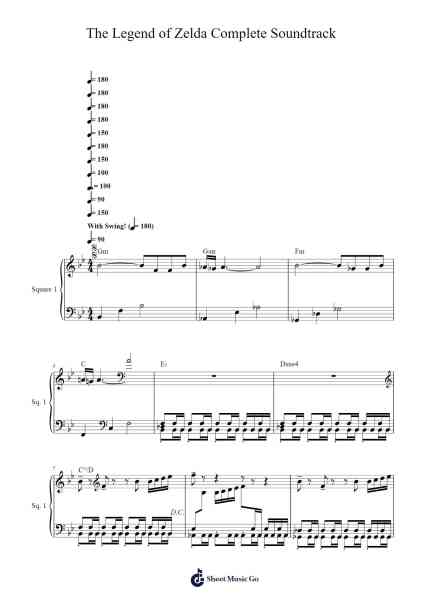 The Legend of Zelda (NES) - Complete Soundtrack Sheet Music by Koji Kondo-Arr.Sibylvier Bilbins