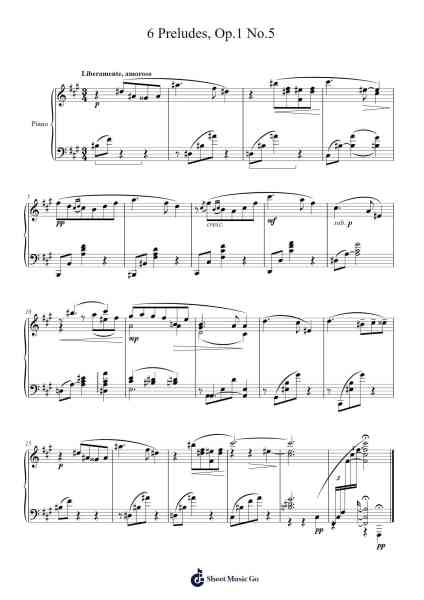 6 Preludes, Op. 1 No. 5 Sheet Music by Anatoly Alexandrov-Arr.Edphne