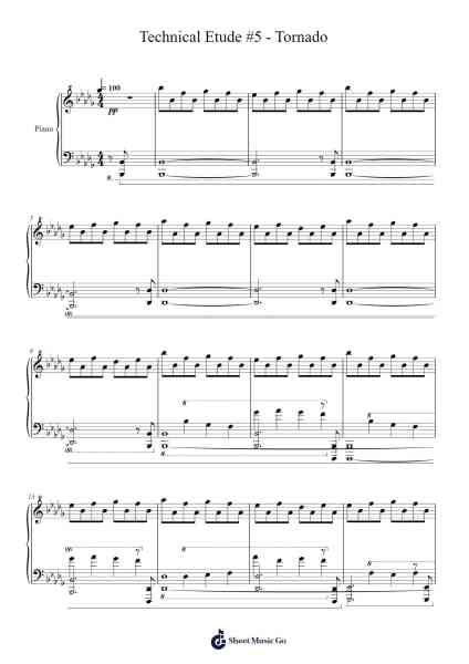 Technical Etude #5 "Tornado" Sheet Music by Warhill-Arr.Keliot Hicksner