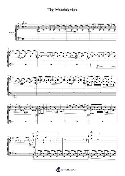 The Mandalorian Sheet Music by Ludwig Göransson-Arr.Jusmens