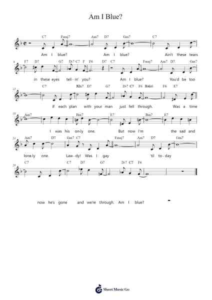 Am I Blue? Sheet Music by Harry Akst-Arr.Burnelett Loncil
