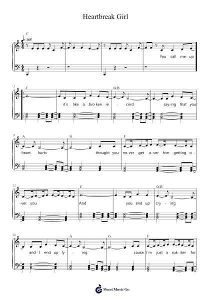 Heartbreak Girl Sheet Music by 5 Seconds Of Summer-Arr.Spenvice