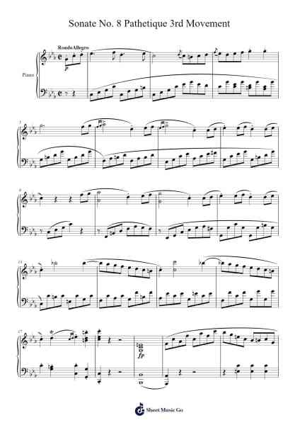 Sonata No. 8 in C Minor, Op. 13 "Pathétique": III. Rondo: Allegro Sheet Music by Ludwig van Beethoven-Arr.Huce Earlville