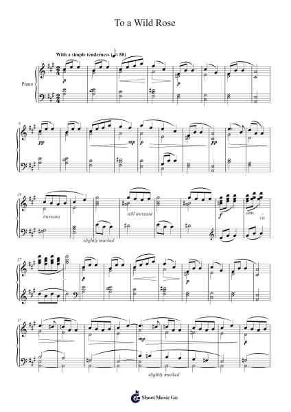 To a Wild Rose, Op. 51, No. 1 Sheet Music by Edward MacDowell-Arr.Blithephne