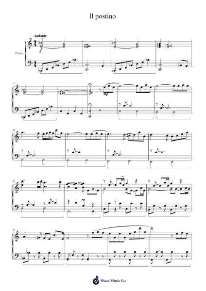 Il postino Sheet Music by Luis Bacalov-Arr.Cocon