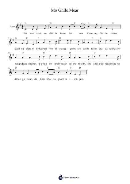 Mo Ghile Mear Sheet Music by Misc Traditional-Arr.Moulboyce