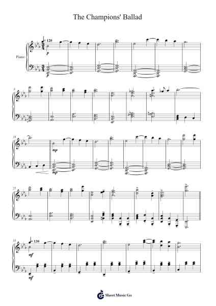 The Champions' Ballad Sheet Music by Manaka Kataoka/Yasuaki Iwata-Arr.Horncie Shapole