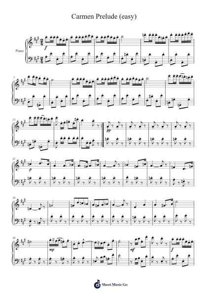 Carmen Prelude Sheet Music by Georges Bizet-Arr.Wymo