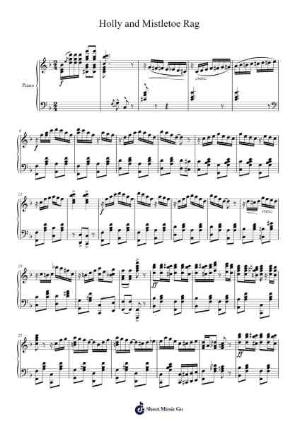 Holly and Mistletoe Rag (1909) Sheet Music by Geraldine Dobyns-Arr.Yecent