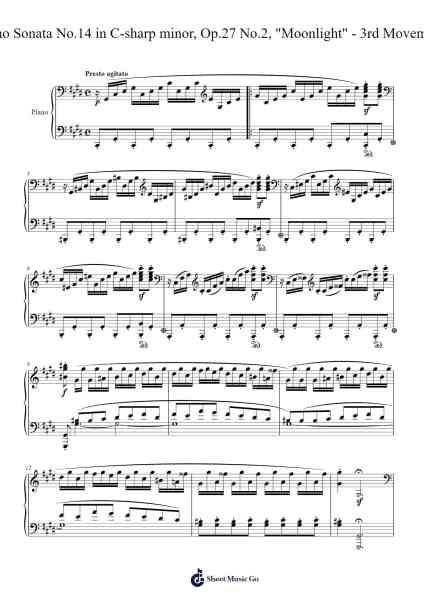 Piano Sonata No.14 in C-sharp Minor, Op.27 No.2 "Moonlight", III. Presto agitato Sheet Music by Ludwig van Beethoven-Arr.Fieldbing
