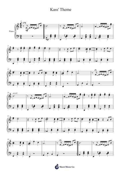 Kass' Theme Sheet Music by Manaka Kataoka-Arr.Attcolm