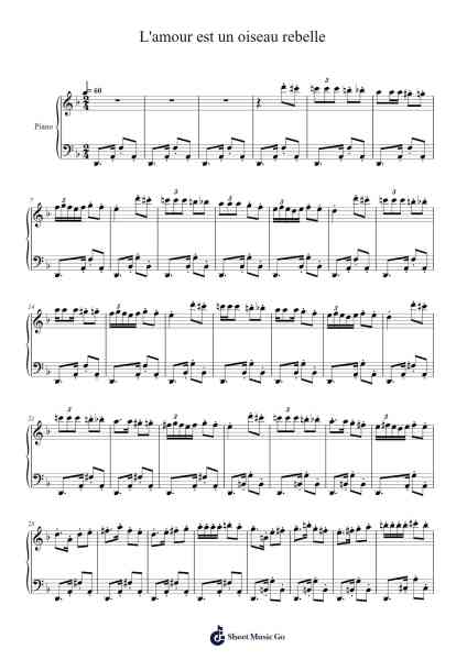 L'amour est un oiseau rebelle Sheet Music by Georges Bizet-Arr.Watloise Fredgee