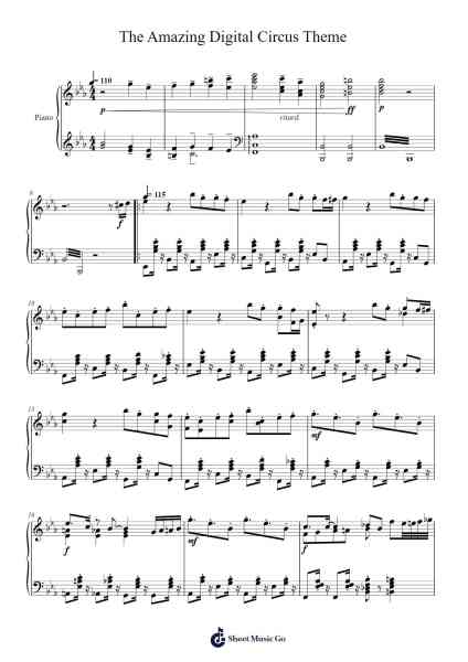 The Amazing Digital Circus Theme Sheet Music by Gooseworx-Arr.Vogtyves