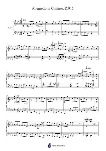 Allegretto in C Minor, D. 915 Sheet Music by Franz Schubert-Arr.Jorrell