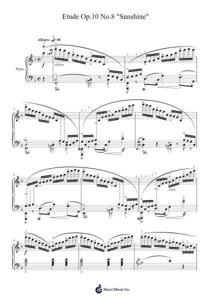 Etude Op. 10 No. 8 in F Major Sheet Music by Frédéric Chopin-Arr.Keatsrid Burnsgo