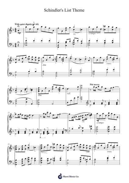 Schindler's List Theme Sheet Music by John Williams-Arr.Caerwood Belch