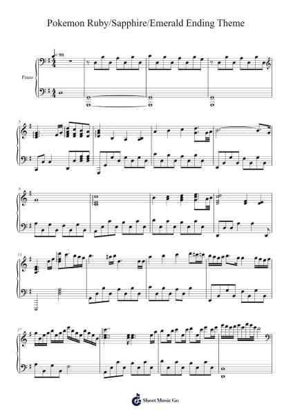 Pokemon Ruby/Sapphire/Emerald Ending Theme Sheet Music by undefined-Arr.Yvonmand