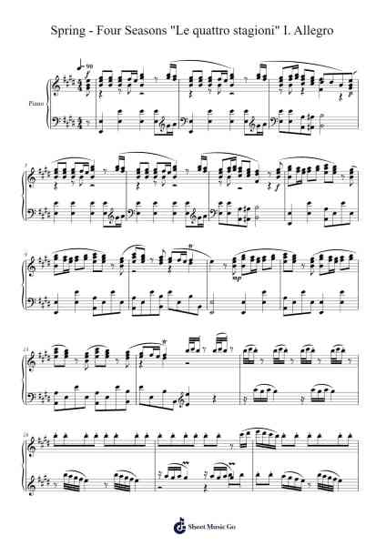 The Four Seasons - Spring in E Major, RV. 269: I. Allegro Sheet Music by Antonio Vivaldi-Arr.Norther