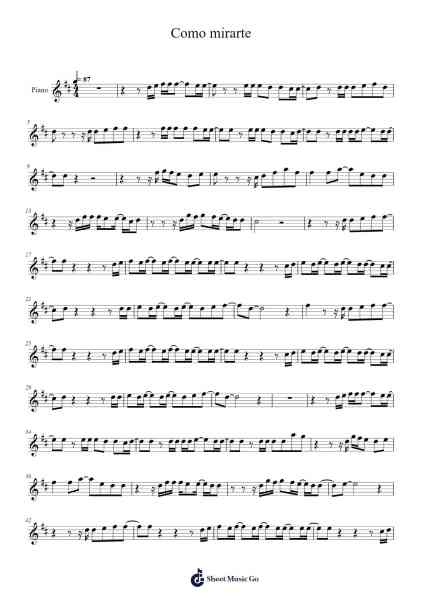 Como mirarte Sheet Music by Sebastián Yatra-Arr.Bairddict Sasback