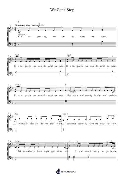 We Can't Stop Sheet Music by Miley Cyrus-Arr.Mollnie Sampham