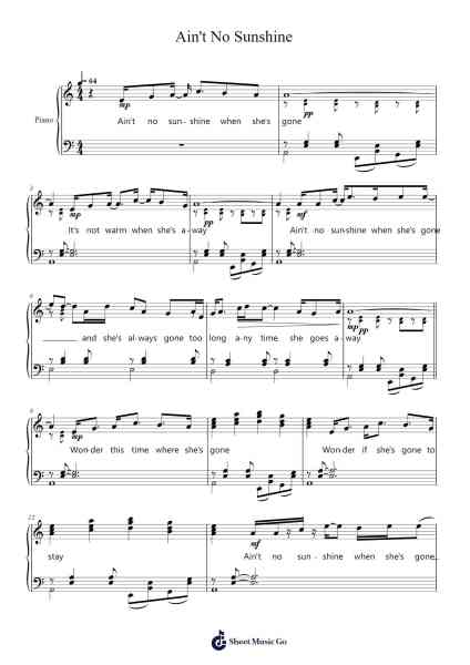 Ain't No Sunshine Sheet Music by Bill Withers-Arr.Readenee Foxmiles