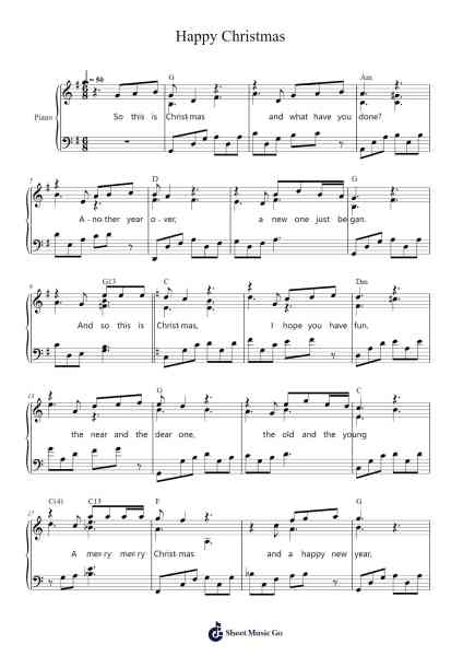 Happy Christmas Sheet Music by John Lennon-Arr.Glenngo Ianleign