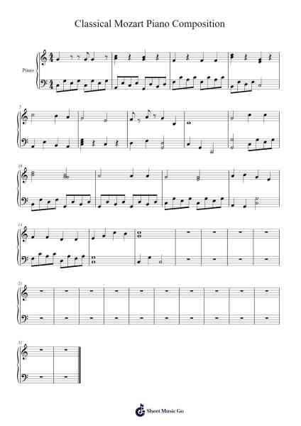 Classical Mozart Piano Composition Sheet Music by undefined-Arr.Thompze