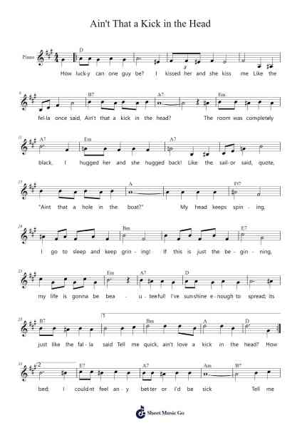 Ain't That a Kick in the Head Sheet Music by James Van Heusen-Arr.Pagdrow Kathrin