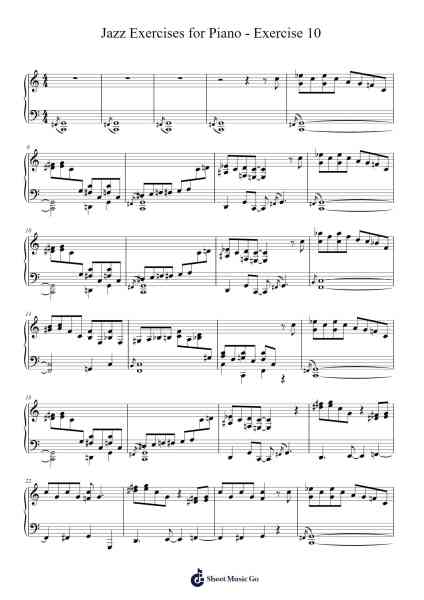 Jazz Exercises for Piano - Exercise 10 Sheet Music by Oscar Peterson-Arr.Wershop Keyburns