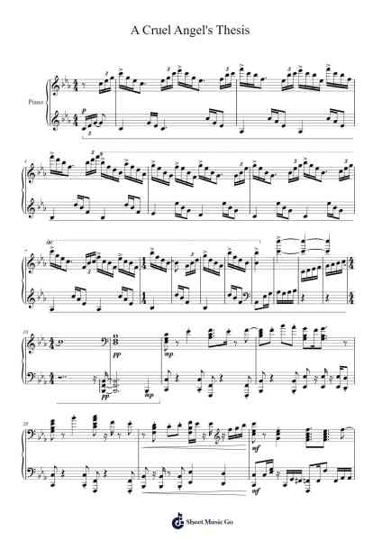 A Cruel Angel's Thesis Sheet Music by Yoko Takahashi-Arr.Blanmiles