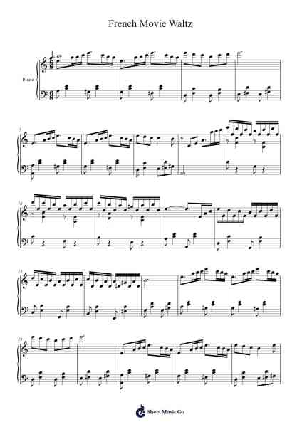 French Movie Waltz Sheet Music by Catherine Rollin-Arr.Louiefie