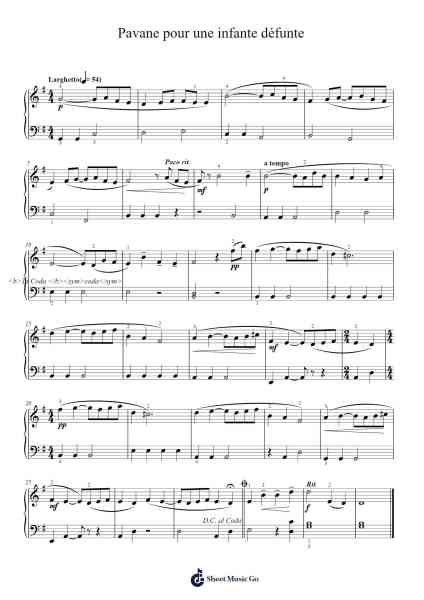 Pavane pour une infante défunte Sheet Music by Maurice Ravel-Arr.Kercox