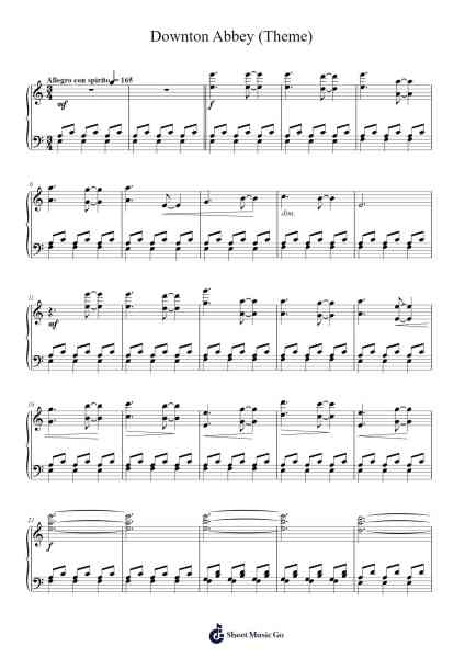 Downton Abbey (Theme) Sheet Music by John Lunn-Arr.Kelniell Bircer