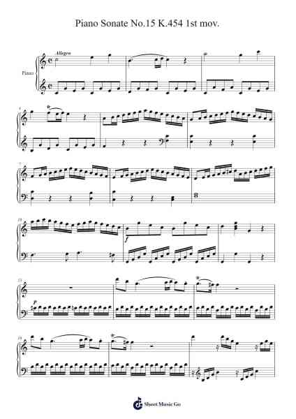 Piano Sonata No. 15 in B-Flat Major, K. 454: I. Largo - Allegro Sheet Music by Wolfgang Amadeus Mozart-Arr.Attcolm