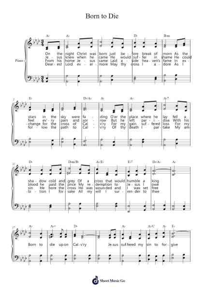 Born to Die Sheet Music by Ron Hamilton-Arr.Vicnick Hoodpy