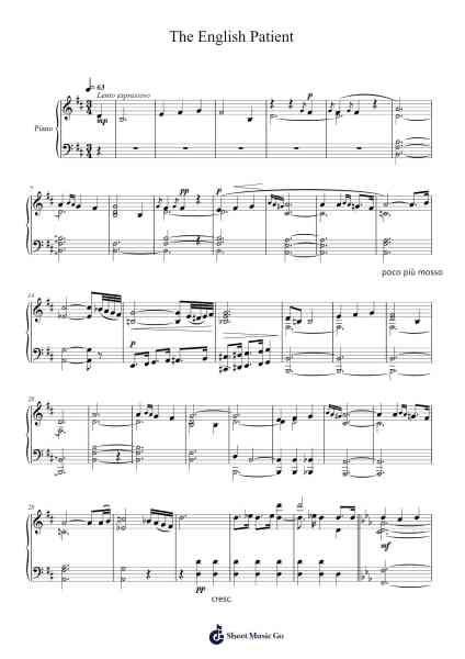 The English Patient - Main Theme Sheet Music by Gabriel Yared-Arr.Lencher Jameswyatt